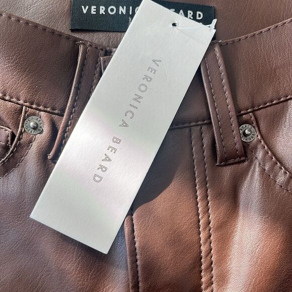 Veronica Beard Carson High rise wide leg faux leather pant 23 $298 - Picture 8 of 9